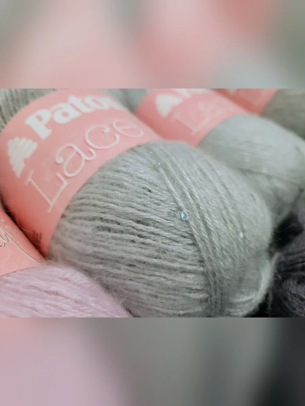 1.45 lb Lot 9 Skeins Patrons Lace Sequin Yarn Moonstone Pale Blue Topaz Amethyst